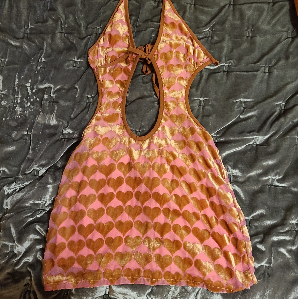 Oh Yes Velvet Burnout Heart Halter Mini